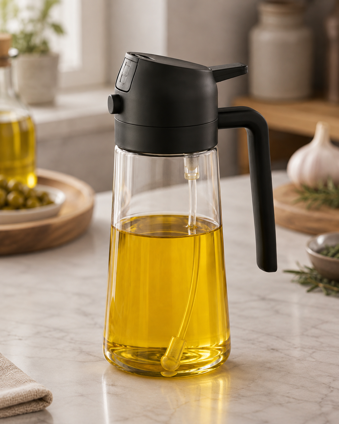 Kitchen Oil Sprayer — 2-in-1 Mist & Pour Bottle for Air Fryer, Grilling & Salads